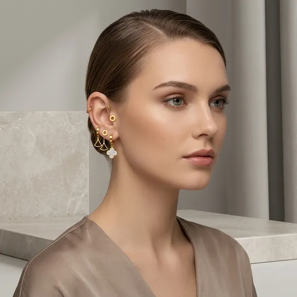 Gold_Tone_Alloy_Huggie_Hoop_&_Stud_Earring_Set_For_Women