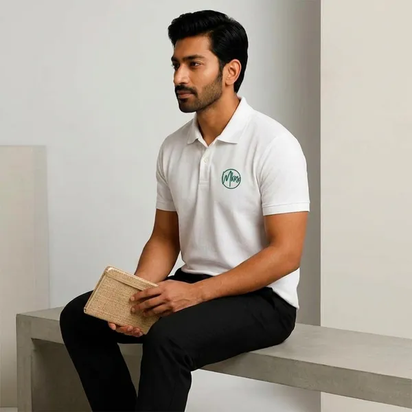 White_Polycotton_Regular_Fit_Polo_T_Shirt_For_Men