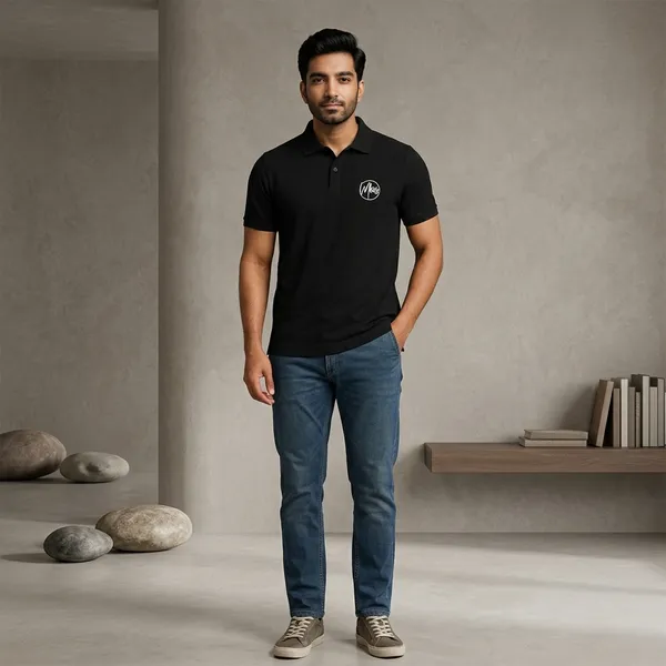 Black_Polycotton_Regular_Polo_Neck_T_Shirt_For_Men