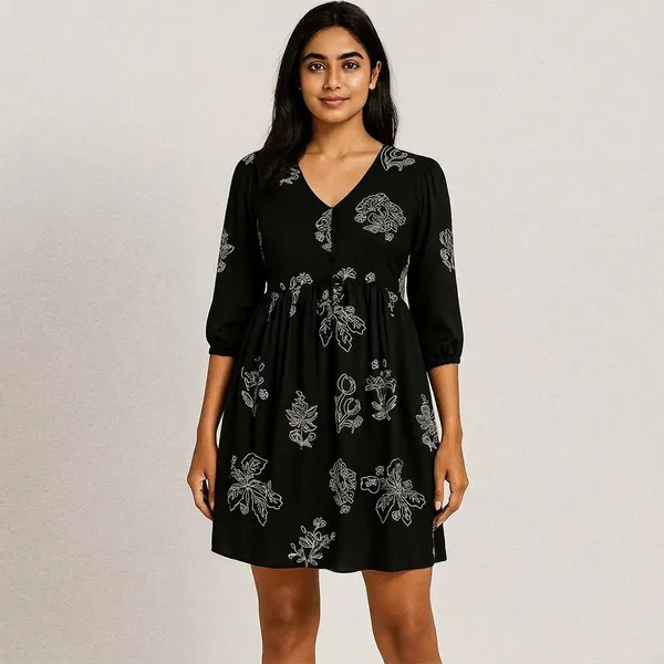 Black_Rayon_Relaxed_Floral_Print_Short_Dress_For_Women