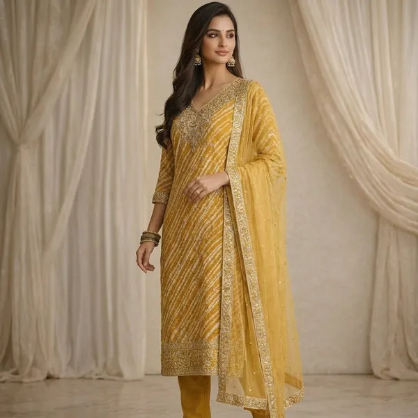 Mustard_Yellow_Cotton_Embroidered_Kurti_Set_With_Dupatta_For_Women