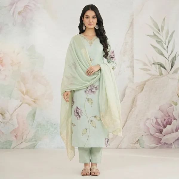 Green_Cotton_Floral_Straight_Kurti_Set_With_Dupatta_For_Women