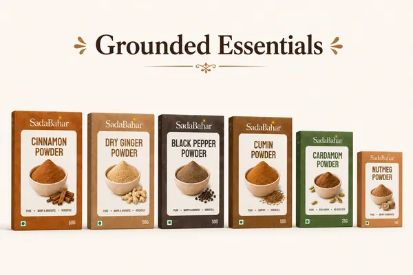 Dalchini_50_Grm,_Jaiphal_10_Grm,_Saunth_Powder_50_Grm,_Kali_Mirch_Powder_50_Grm,_Jeera_Powder_50_Grm,Cardamom_Powder_25_Grm