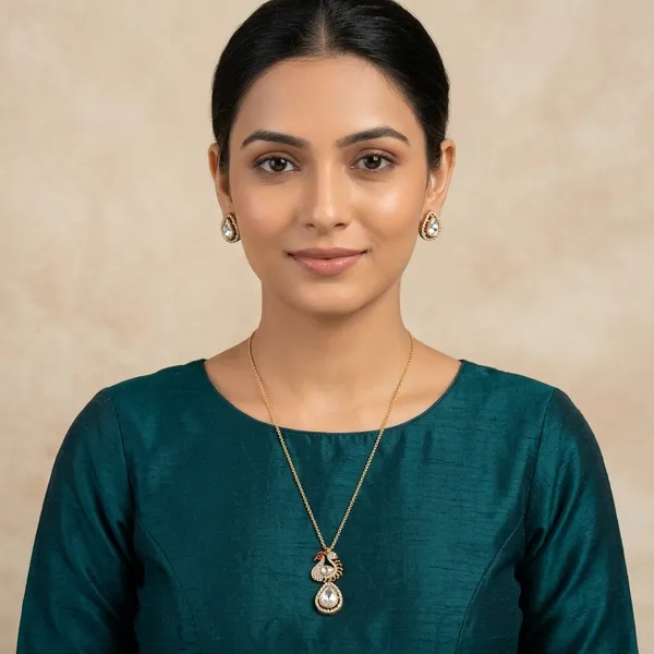 Gold_Brass_Copper_Moissanite_Stone_Necklace_Set_For_Women