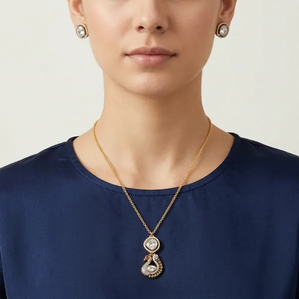 Gold_Brass_Copper_Moissanite_Stone_Necklace_Set_For_Women