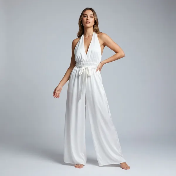 White_Satin_Halter_Neck_Wide_Leg_Jumpsuit_For_Women
