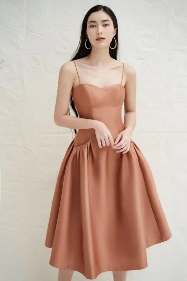 Rust_Satin_Spaghetti_Strap_Fit_And_Flare_Midi_Dress_For_Women