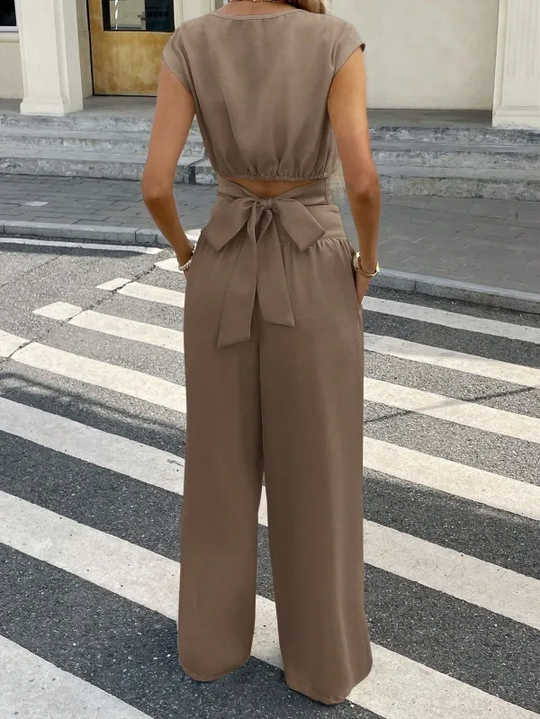 Brown_Cotton_Linen_Belted_Wide_Leg_Jumpsuit_For_Women