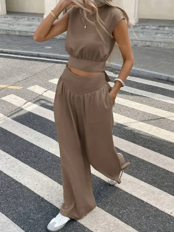 Brown_Cotton_Linen_Belted_Wide_Leg_Jumpsuit_For_Women