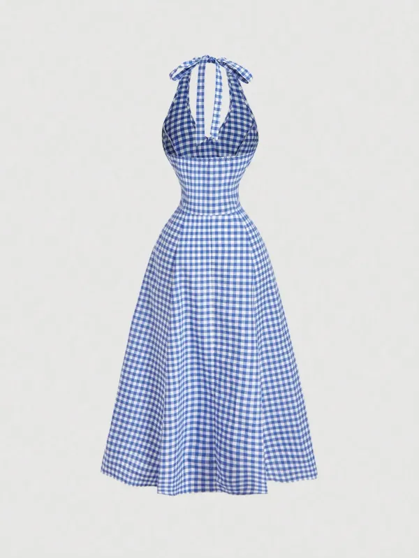 Blue_Cotton_Halter_Neck_Fit_And_Flare_Midi_Dress_For_Women