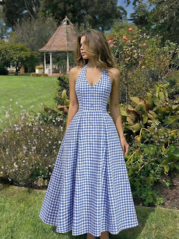 Blue_Cotton_Halter_Neck_Fit_And_Flare_Midi_Dress_For_Women