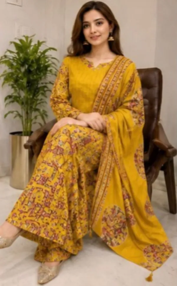 Yellow_Vertican__Straight_Katha_Work_Duptta_Print_Kurta_Set_For_Women
