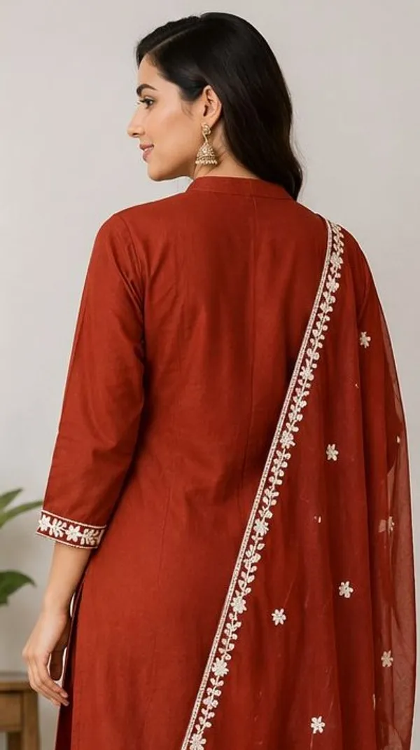 Rust_Top-Duptta_Mal_Chanderi_Inner_Cotton_Straight_Embroidered_Kurta_Set_For_Women