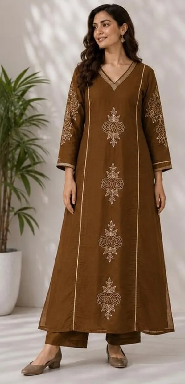 Brown_Top-Duptta_Mal_Chanderi_inner_Cottan_Anarkali_Pitta_Work_Suit_Set_For_Women