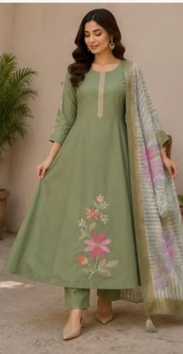 Olive_Green_Top-Bottam_Roman_Duptta_Muslin_Inner_Cotton_Straight_Floral_Embroidered_Kurta_Set_For_Women