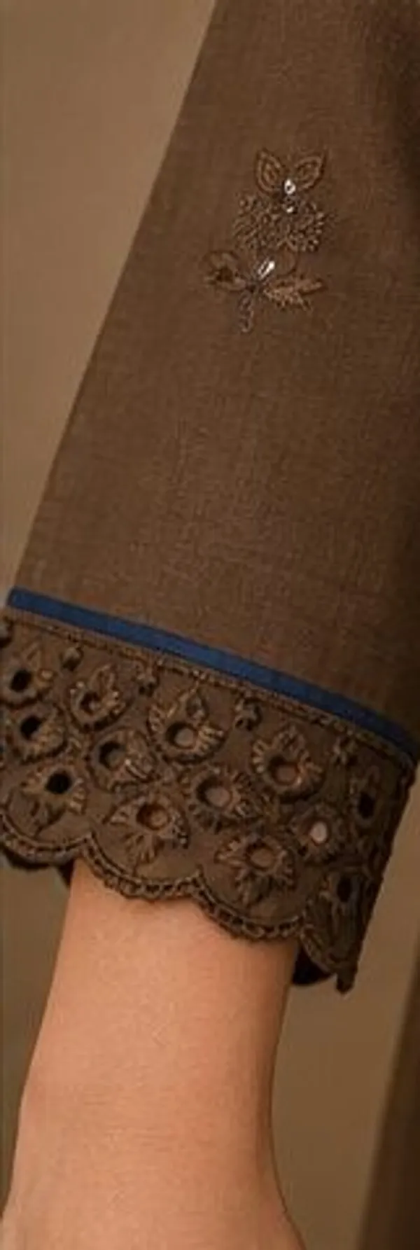 Brown_And_Blue_Top-Dupatta_Mal_Chaneri_Bottom_Roman_Inner_Cotton_Straight_Embroidered_Kurta_Set_For_Women
