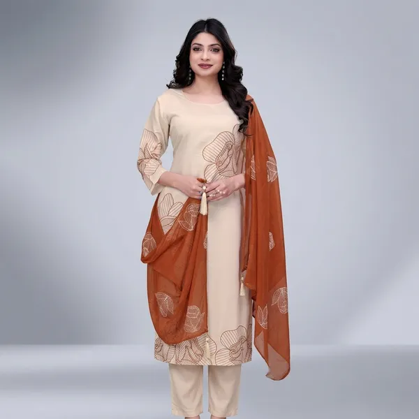 Cream__And_Rust_Orange_Top-Bottam__Roman-Duptta_mal_chanderi_-Inner_Cotton_Straight_Floral_Embroidered_Kurta_Set_For_Women
