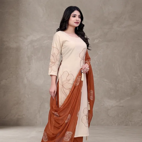Cream__And_Rust_Orange_Top-Bottam__Roman-Duptta_mal_chanderi_-Inner_Cotton_Straight_Floral_Embroidered_Kurta_Set_For_Women