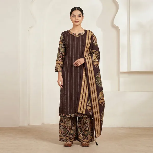 Brown_Vertican_Top-Bottam__Duptta_Print_Straight_Printed_Suit_Set_For_Women