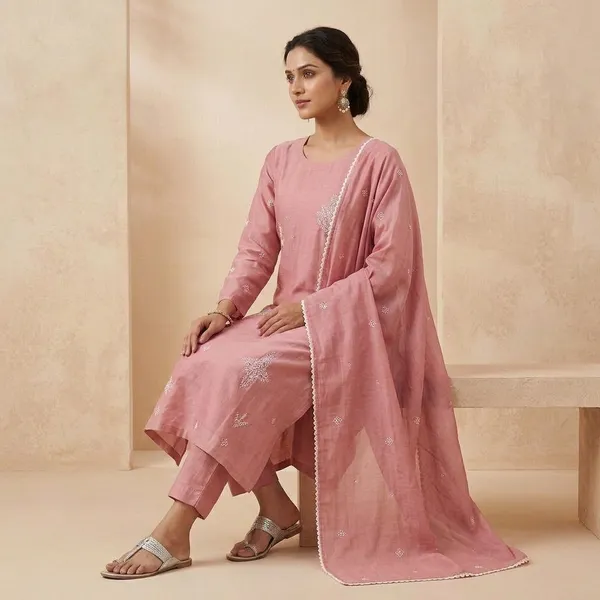 Pink_Top-Duptta_Mal_chanderi_Inner_Cotton_Straight_Hand_WorkKurta_Set_For_Women