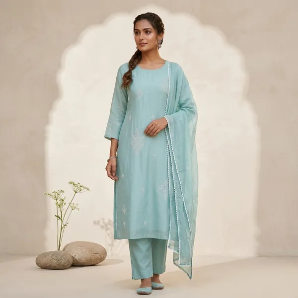 Sky_Blue_Top-Dupatta_Mal_Chanderi_Bottom_Roman_Inner_Cotton_Straight_Hand_Work_Kurta_Set_For_Women