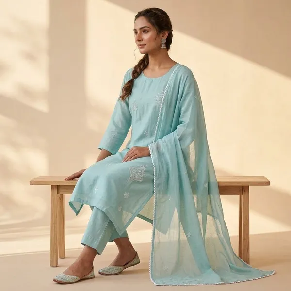 Sky_Blue_Top-Dupatta_Mal_Chanderi_Bottom_Roman_Inner_Cotton_Straight_Hand_Work_Kurta_Set_For_Women