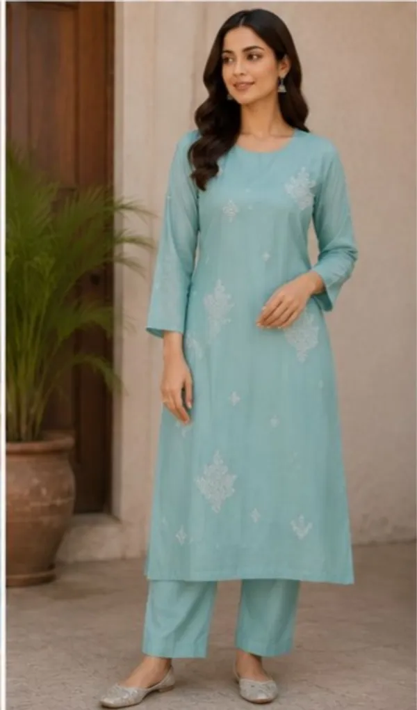 Sky_Blue_Top-Dupatta_Mal_Chanderi_Bottom_Roman_Inner_Cotton_Straight_Hand_Work_Kurta_Set_For_Women