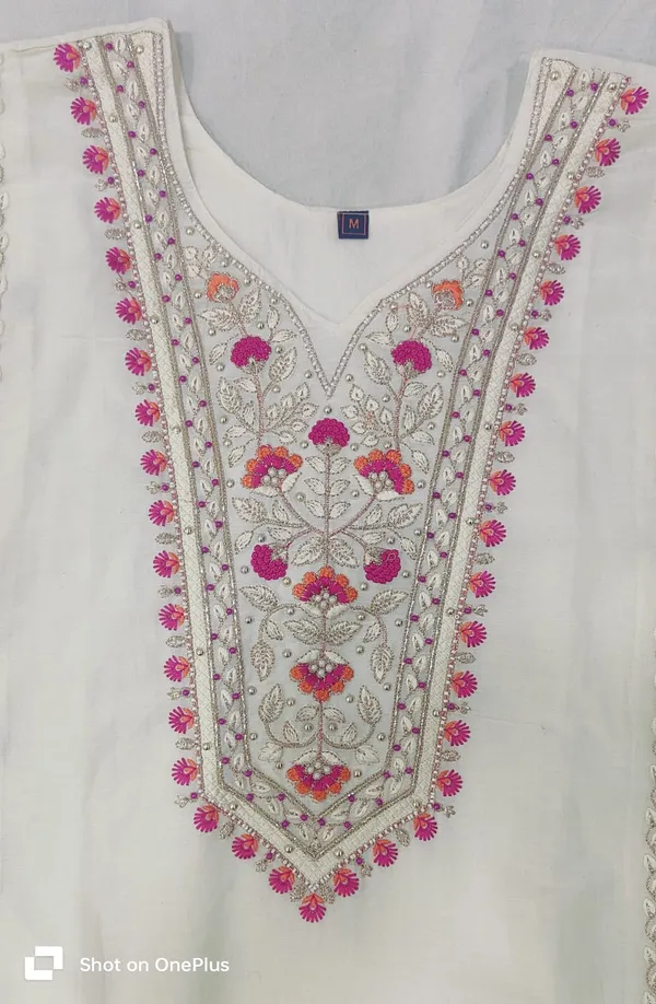 White_Cotton_Straight_Floral_Embroidered_And_Hand_Work_Kurta_Set_For_Women