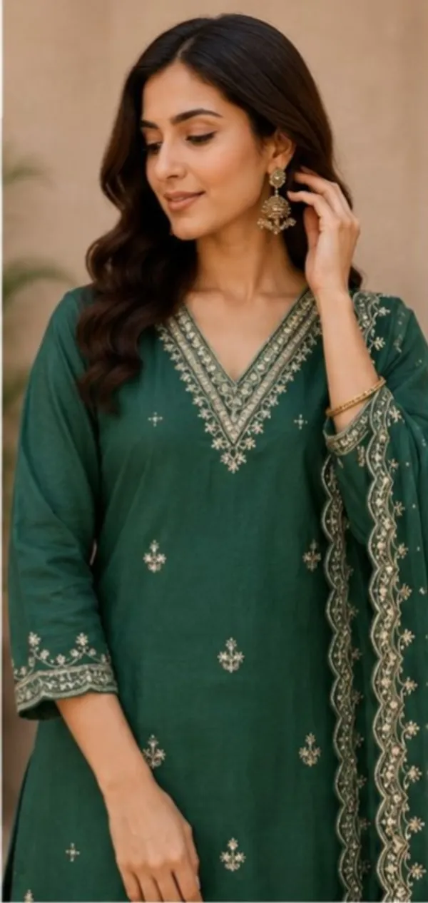 Green_Top-Bottam_Roman_Duptta_Mal_Straight_Embroidered_Salwar_Suit_For_Women