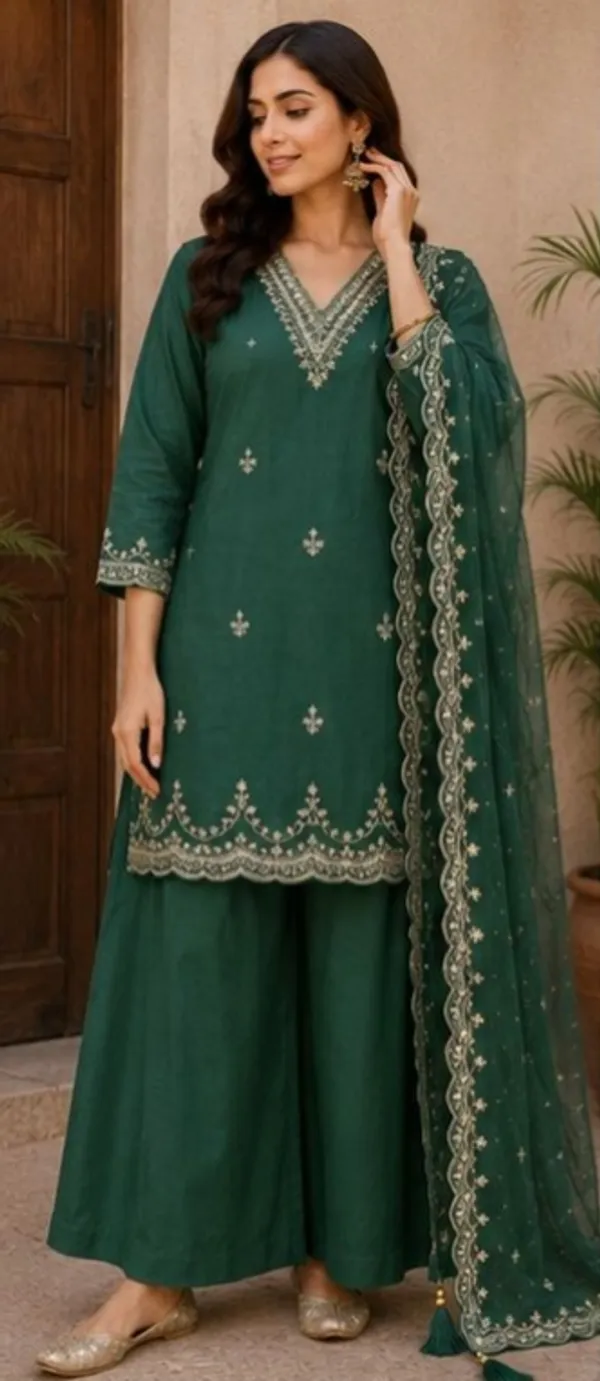 Green_Top-Bottam_Roman_Duptta_Mal_Straight_Embroidered_Salwar_Suit_For_Women