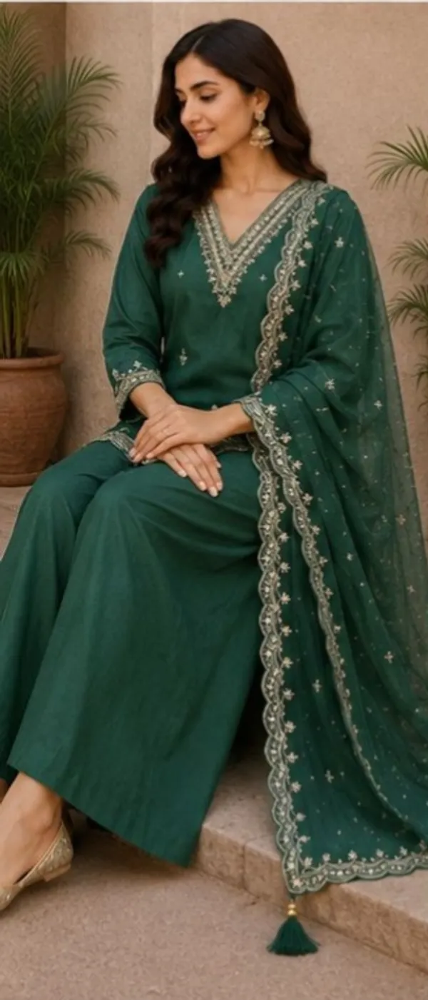 Green_Top-Bottam_Roman_Duptta_Mal_Straight_Embroidered_Salwar_Suit_For_Women