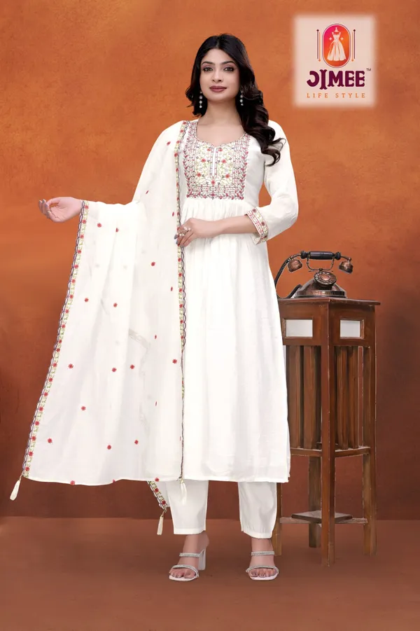 White_Top-Duptta_Mal_Chanderi_Bottam_Roman_Inner_Cottan__Anarkali_Embroidered_Kurta_Set_For_Women