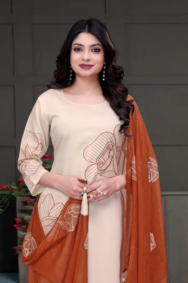 Cream__And_Rust_Orange_Top-Bottam__Roman-Duptta_mal_chanderi_-Inner_Cotton_Straight_Floral_Embroidered_Kurta_Set_For_Women
