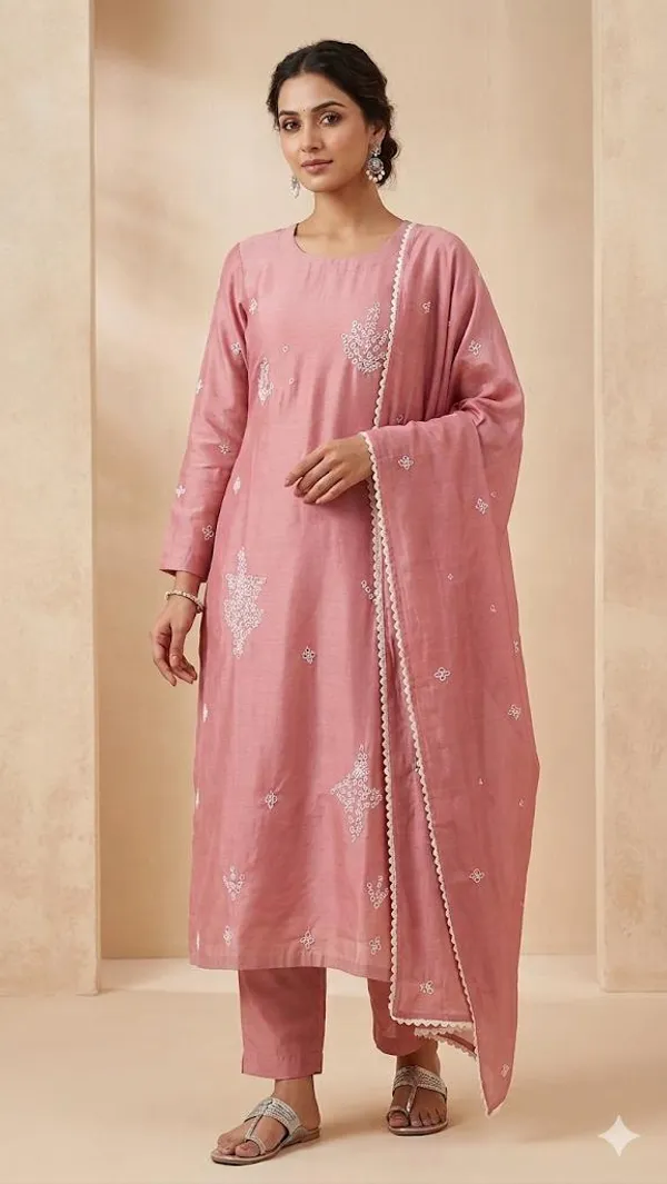 Pink_Top-Duptta_Mal_chanderi_Inner_Cotton_Straight_Hand_WorkKurta_Set_For_Women