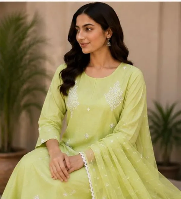Pista_Green_Top-Duptta_Mal_Chanderi_Inner_Cotton_Straight_Hand_Work_Kurta_Set_For_Women