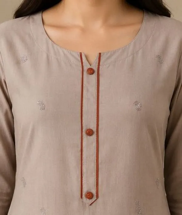 Beige_And_Rust_Orange_Top_Duptta_Bottom_Roman_Inner_Cotton_Relaxed_Embroidered_Kurti_For_Women