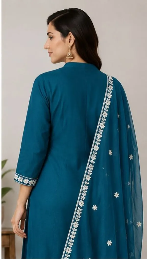 Blue_Top-Dupatta_Mal_Chanderi_Bottom_Roman_Inner_Cottan_Straight_Embroidered_Kurta_Set_For_Women