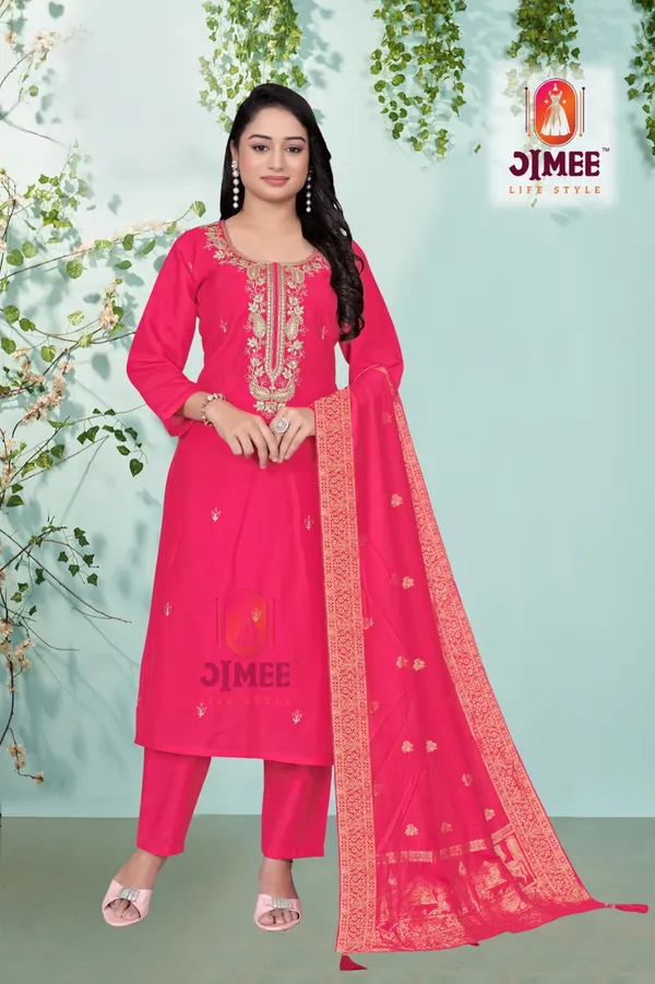 Rani_Top-Bottam_Roman_Duptta_Jecard_Straight_Embroidered_Kurta_Set_For_Women