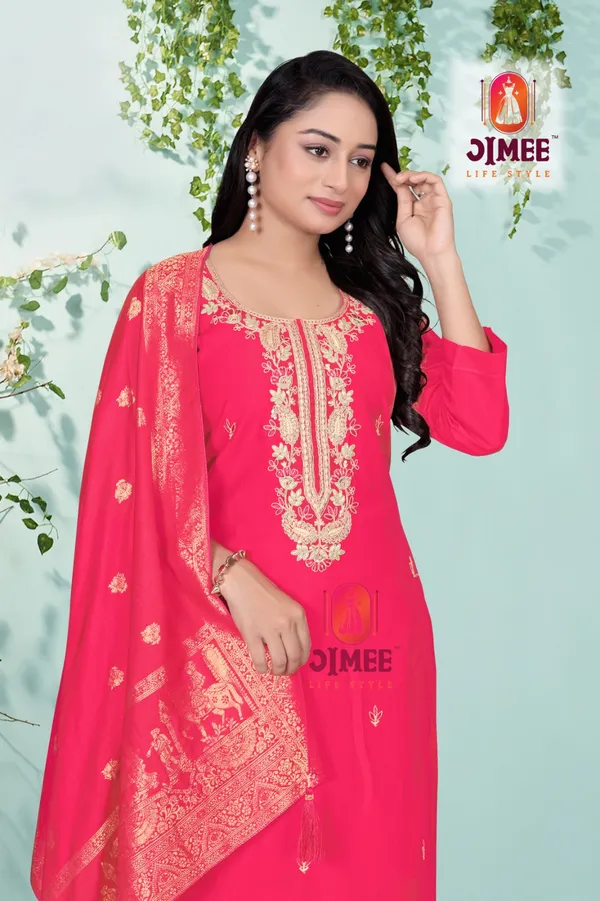Rani_Top-Bottam_Roman_Duptta_Jecard_Straight_Embroidered_Kurta_Set_For_Women