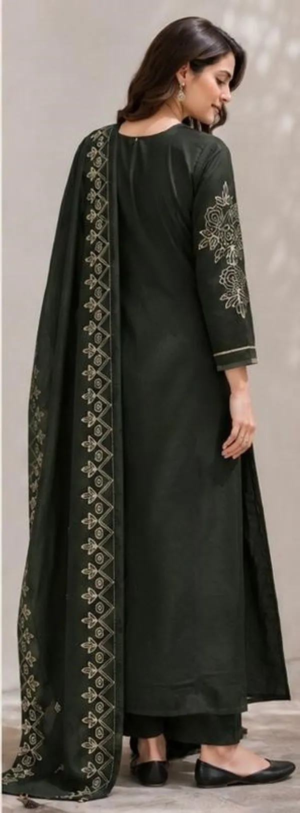 Mehandi_Top-Duptta_Mal_Chanderi__Inner_Cottan_Anarkali_Pitta_Work_Kurta_Set_For_Women