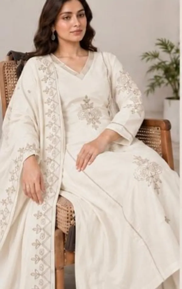 Write_Top-Duptta_Mal_Chanderi_Bottam_Roman_Inner_Cottan__Straight_Pitta_Work_Kurta_Set_For_Women