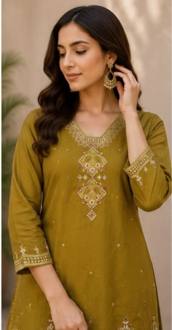 Mehndi_Green_Top-Bottom_Roman_Inner_Cotton_Embroidered_Kurta_Set_For_Women