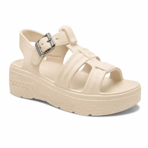 Cream_Pebble_Buckle_Sandal_For_Women