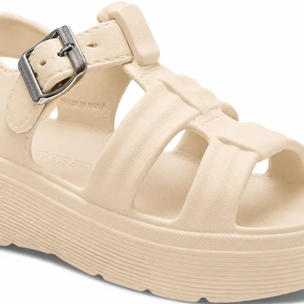 Cream_Pebble_Buckle_Sandal_For_Women