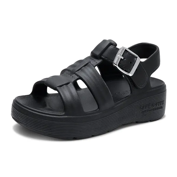 Black_Pebble_Buckle_Sandal_For_Women