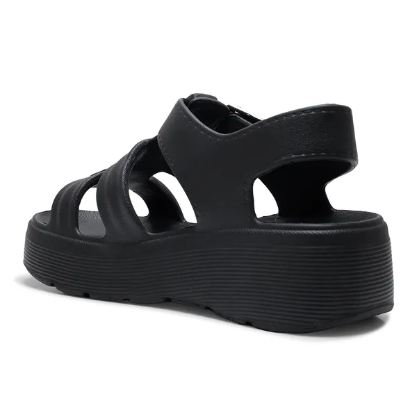 Black_Pebble_Buckle_Sandal_For_Women