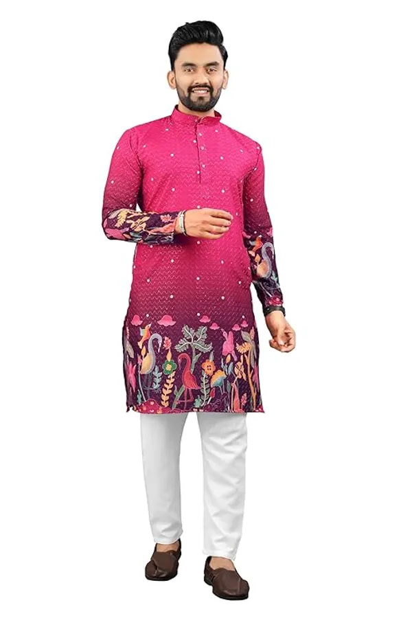 Pink_Rayon_Straight_Printed_Kurta_Pajama_Set_For_Men