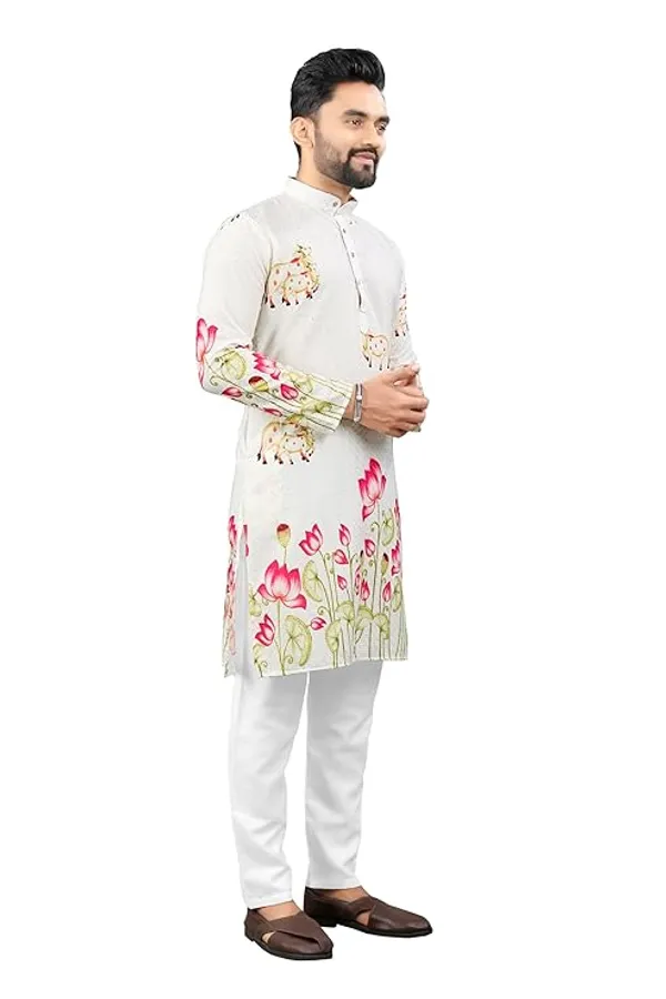 White_Rayon_Straight_Floral_Print_Kurta_Pajama_Set_For_Men