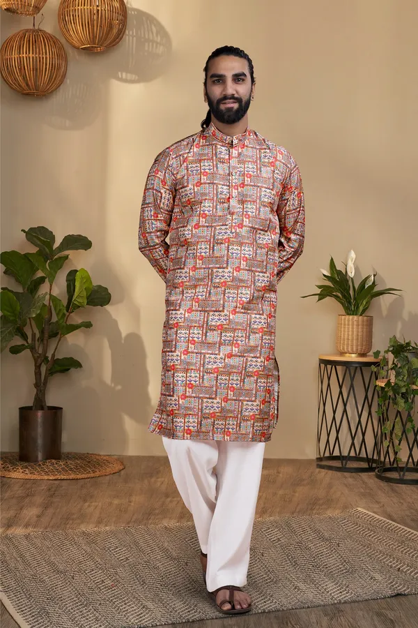 Multicolor_Rayon_Printed_Regular_Kurta_For_Men