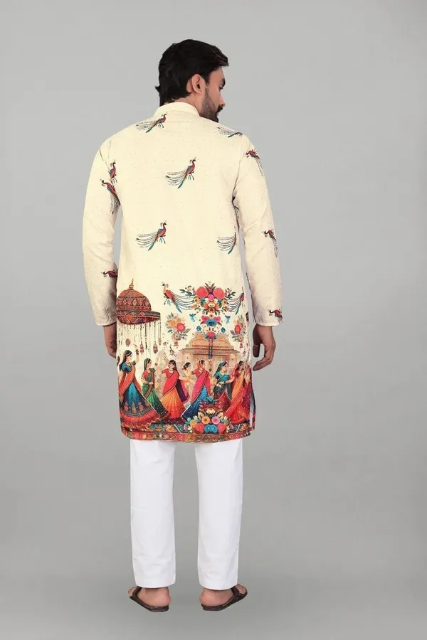 Cream_Rayon_Straight_Printed_Kurta_For_Men
